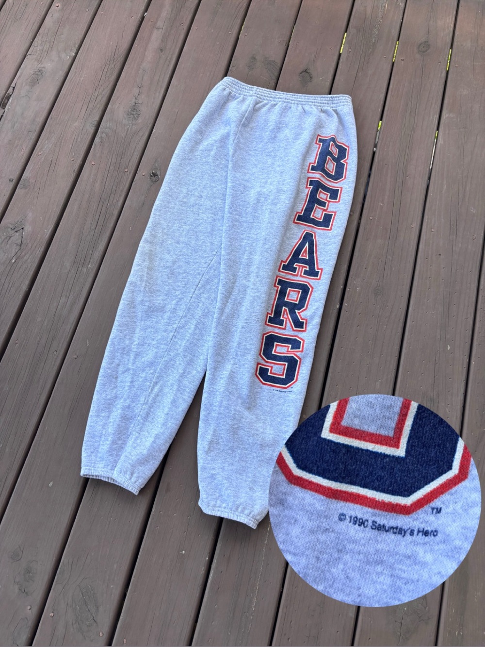 Vintage 1990 Bears Sweatpants Sz XL Grey NFL Spellout